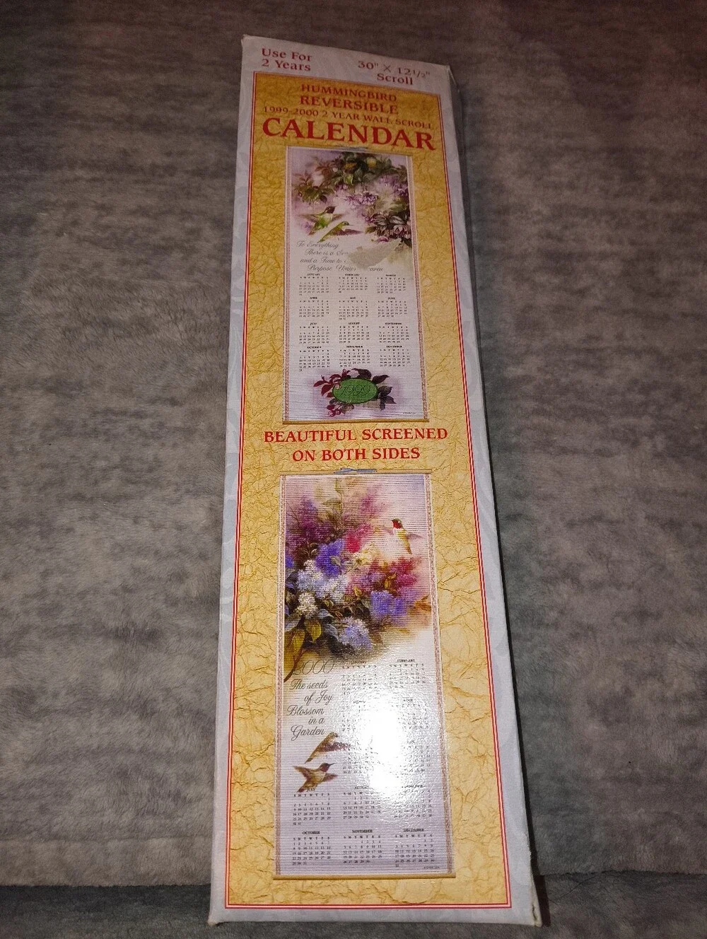 Hummingbird Wall Scroll Calendar - Yellow and White Artwork